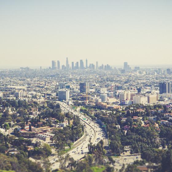 city skyline in distance
