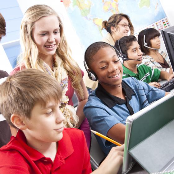 students learning with multi-media