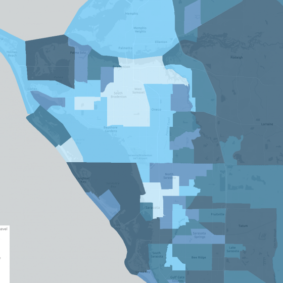 Child Opportunity Map for an area of Sarasota, Florida