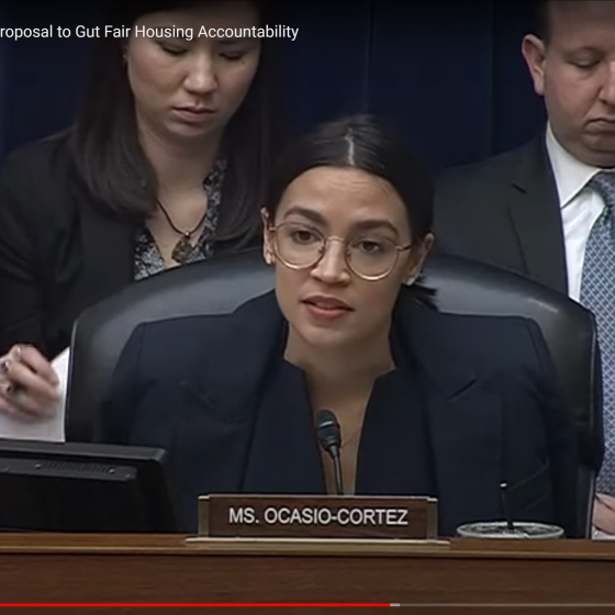 Screenshot of Rep. Ocasio-Cortez testifying in Congress