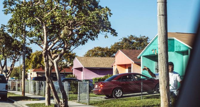 houses and sidewalk